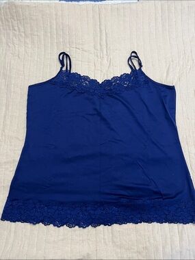 Cato Navy Blue Lace Trim Camisole